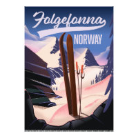 Folgefonna norway ski poster.