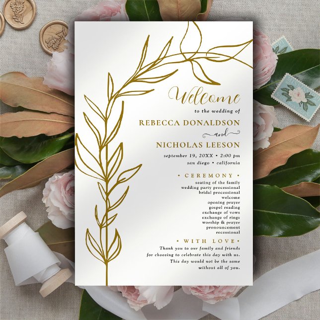 Foliage Arch Calligraphy Wedding Program (Creator Uploaded)