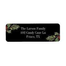 Foliage Black Address Labels