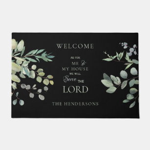 Foliage Black As for Me & My House Christian Doormat