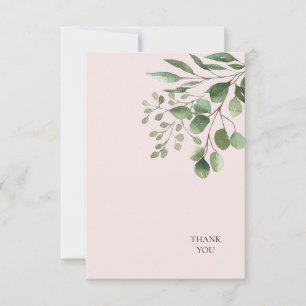 Foliage Blush Wedding Thank You Card