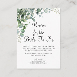 Foliage Bridal Recipe Insert Card