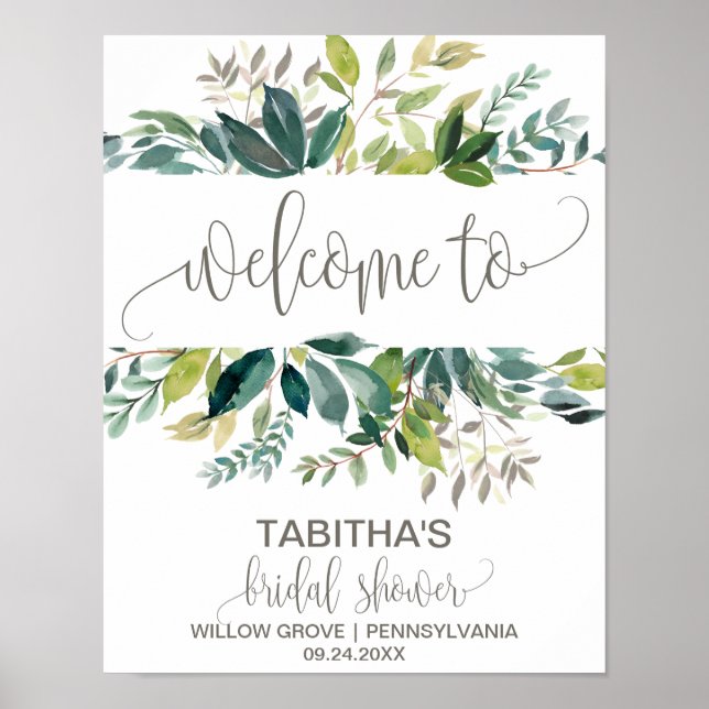 Foliage Bridal Shower Welcome Poster (Front)