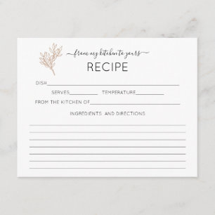 Foliage Calligraphy Bridal Shower Recipe Card