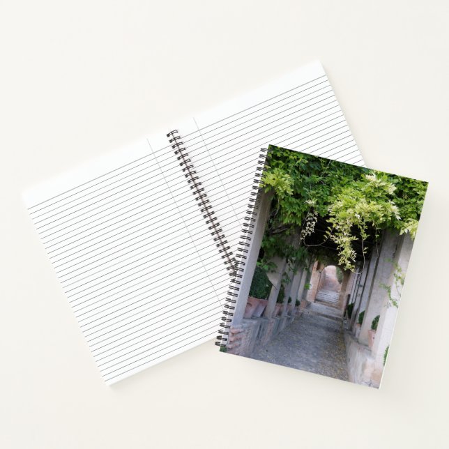 Foliage Covered Walkway, Spain Notebook (Inside)