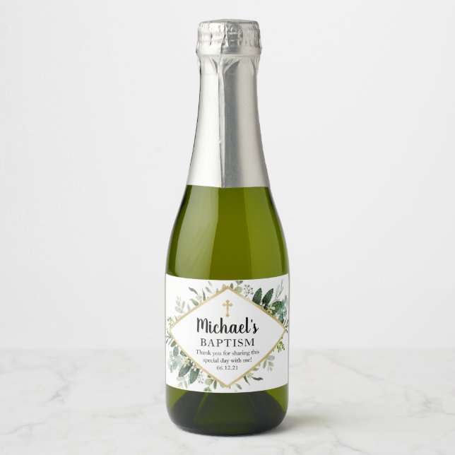 Foliage Cross Mini Sparkling Wine Bottle Label (Front)