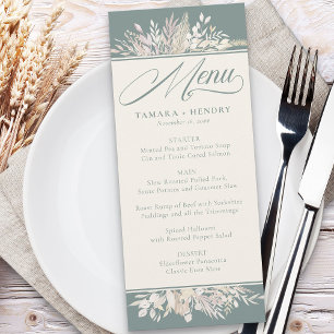 Foliage Duet Sage Green Botanical Wedding Menu
