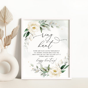 Foliage elegant floral ring hunt bridal game poster