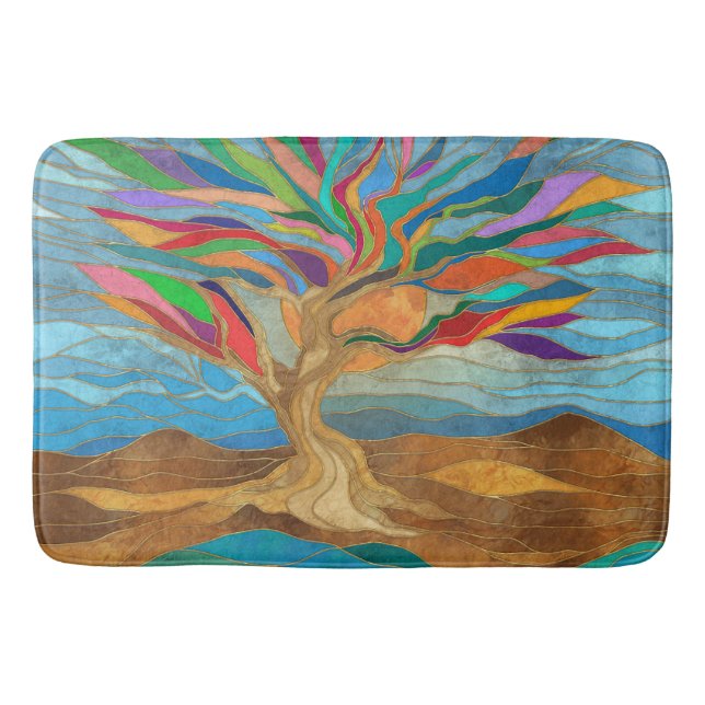 Foliage Fantasy Mosaic Tree Bath Mat (Front)