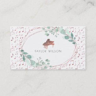 foliage frame pianist music teacher business card