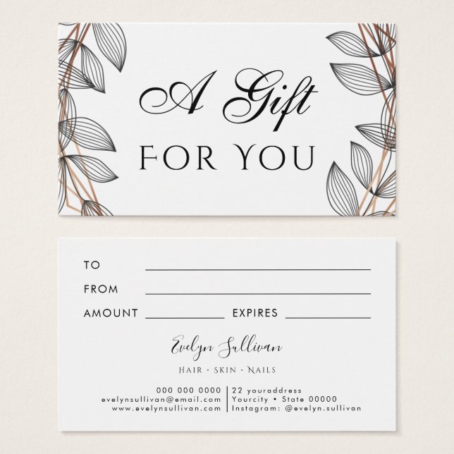foliage geometric frame gift card (Front & Back)