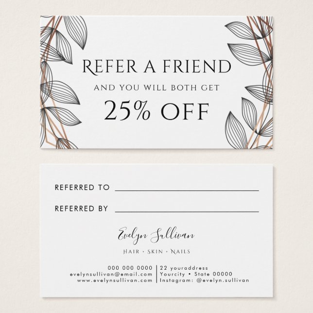 foliage geometric frame referral card (Front & Back)