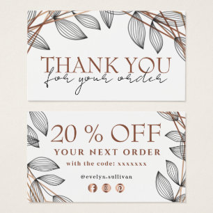 Foliage geometric frame thank you discount card