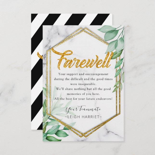 Foliage Glitter Leaving Coworker farewell card (Front/Back)