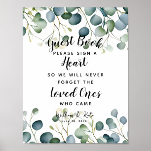 foliage green heart guest book wedding eucalyptus