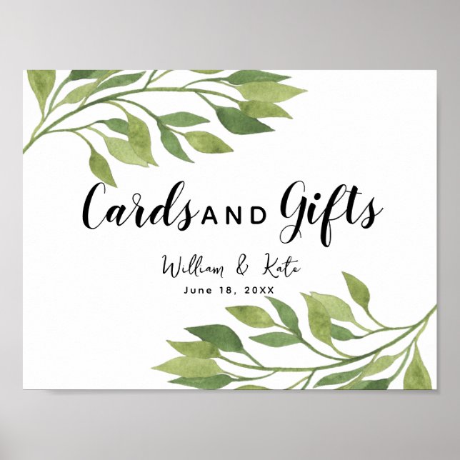 foliage green leaf cards & gifts party wedding poster (Front)