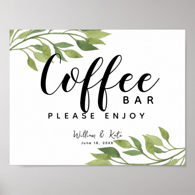 foliage, greenery, botanic Coffee bar station sign (Front)