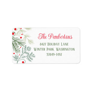 Foliage Greenery  Holiday Address Label