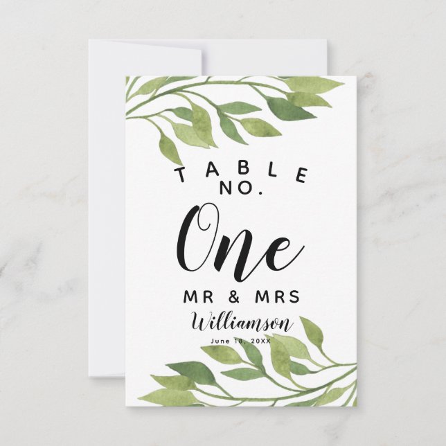 foliage greenery leaf Table Number party/wedding (Front)