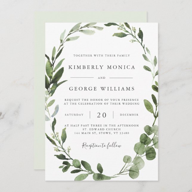Foliage Greenery Wedding Invitation (Front/Back)