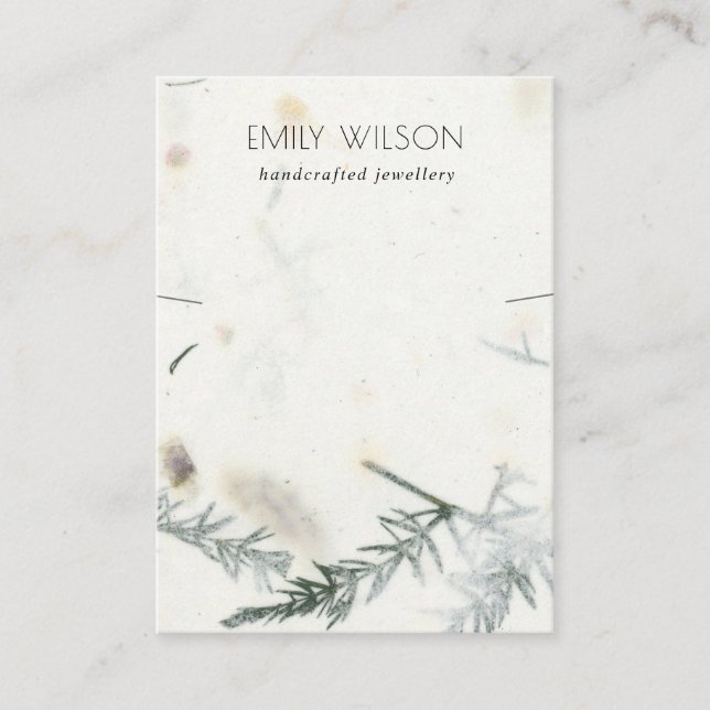 Foliage Handmade Paper Texture Necklace Display Business Card (Front)