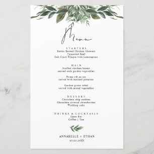 Foliage Leaf Menu Card