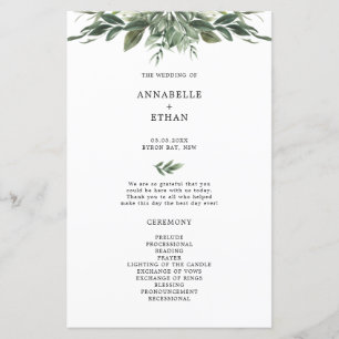 Foliage Leaf Wedding Ceremony Program
