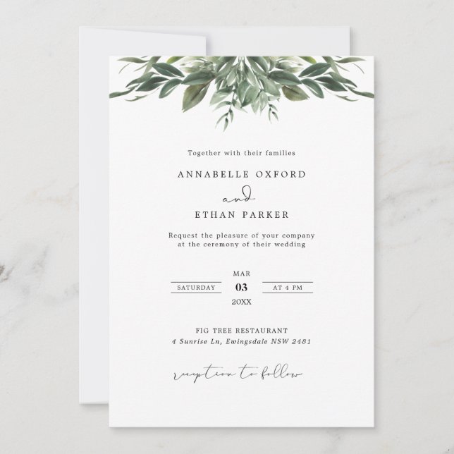 Foliage Leaf Wedding Invitation (Front)