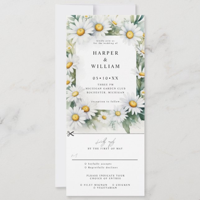 Foliage leaves wedding invite w rsvp attached (Front)