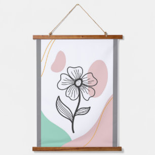 Foliage line with abstract shape hanging tapestry