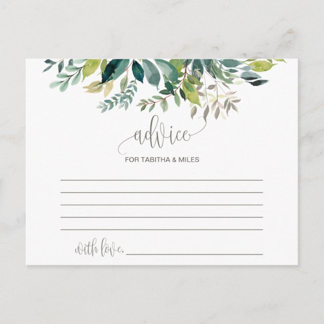 Foliage Marriage Advice Cards (Front)