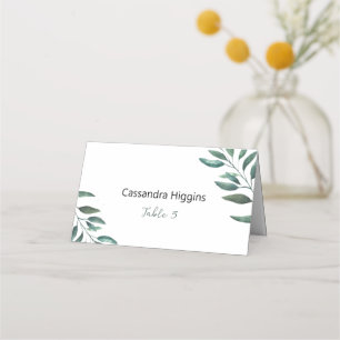Foliage Minimalist Folded Guest Name Seating Place Card