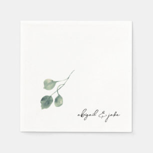 Foliage Modern Script Names Wedding Napkins