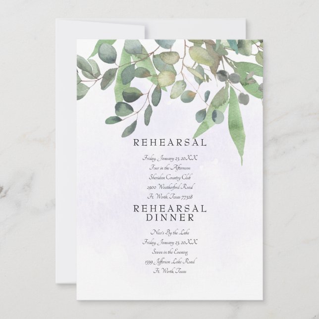  Foliage Pale Lavender Splash Wedding  Invitation (Front)