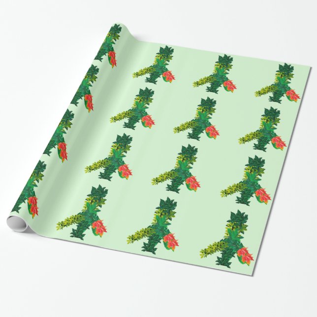 Foliage Peace Sign Wrapping Paper (Unrolled)
