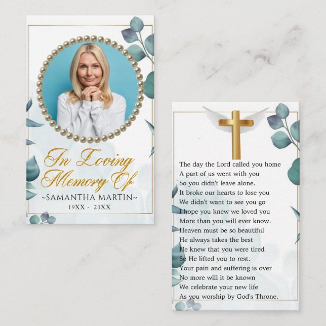 Foliage Photo Funeral Prayer Card (Front/Back)