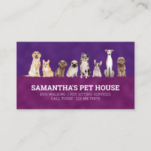 Foliage Pink Dog groomER pet sitter script Business Card