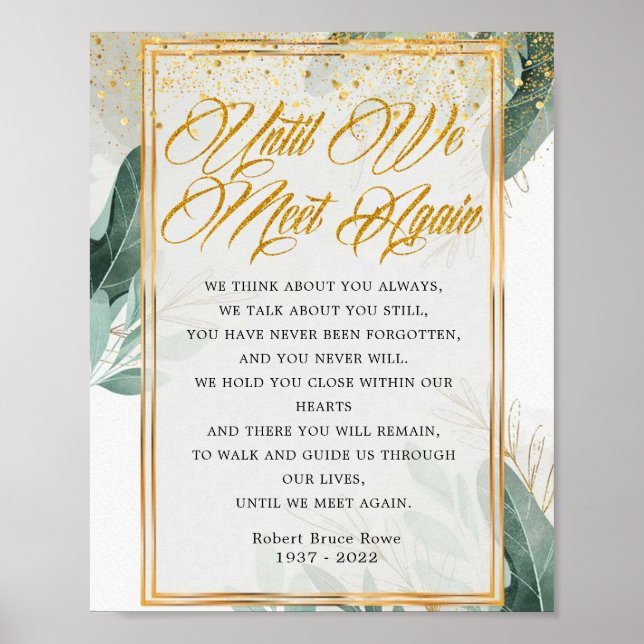 Foliage Until We Meet Again Funeral Poem Sign (Front)