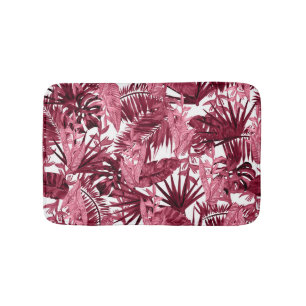Foliage Watercolor Purple, Floral Seamless. Bath Mat