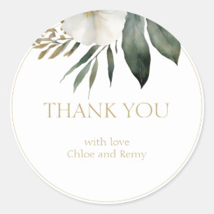 Foliage Watercolor Wedding Thank You Sticker
