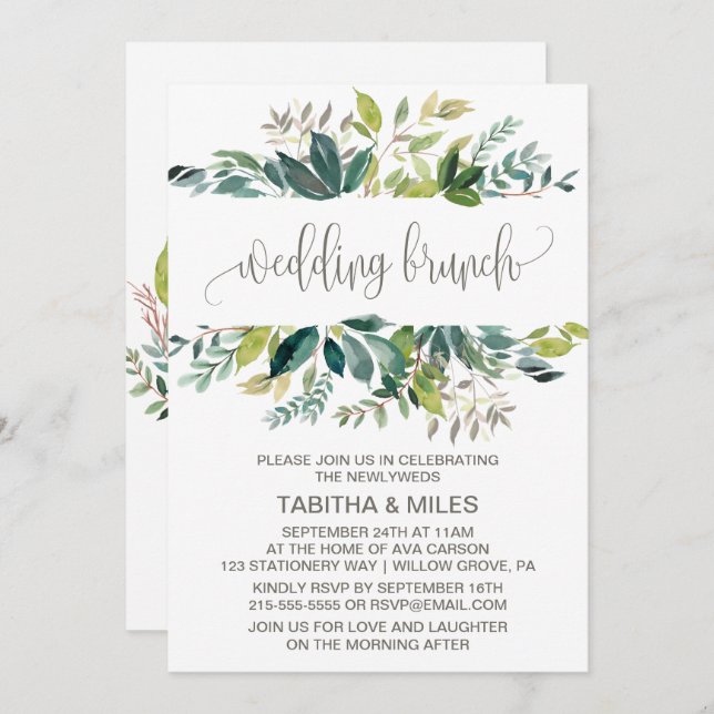 Foliage Wedding Brunch Invitation (Front/Back)