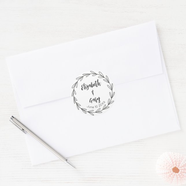Foliage Wreath Classic Round Sticker (Envelope)