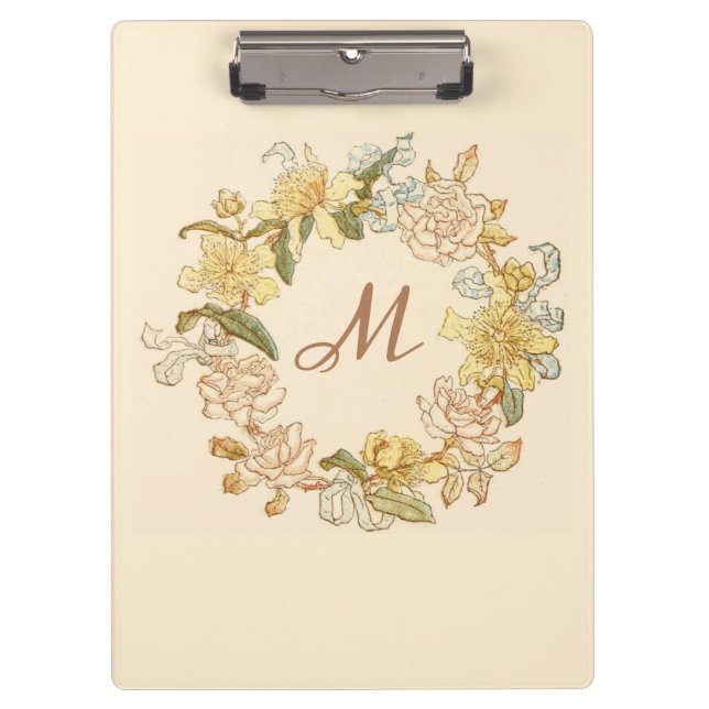 Foliage Wreath Elopement Modern Stylish Trendy Clipboard (Front)