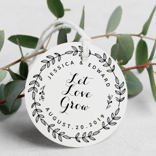 Foliage Wreath Let Love Grow Wedding Seed Favour Tags