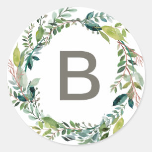 Foliage Wreath Monogram Wedding Envelope Seals