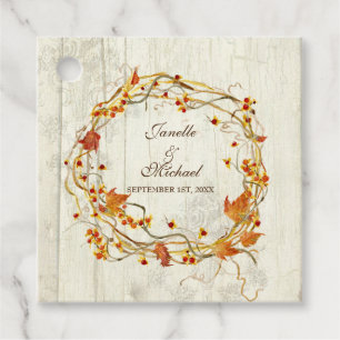 Foliage Wreath Red Bittersweet Fall Bridal Shower Favour Tags