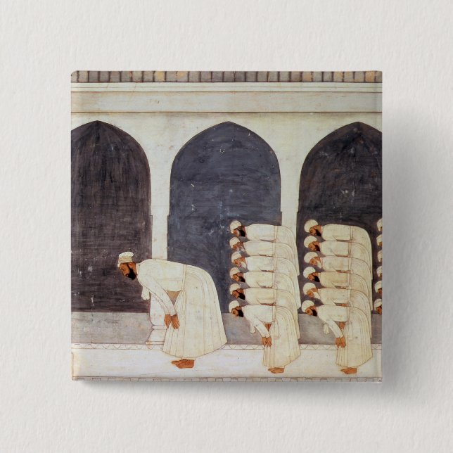 Folio.38a A Mogul prince in a mosque leading Frida 15 Cm Square Badge (Front)