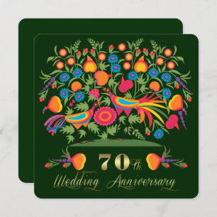 Folk Art 70th Wedding Anniversary Party Invitation