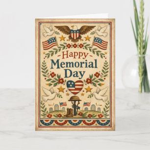 Folk Art Americana Memorial Day Card