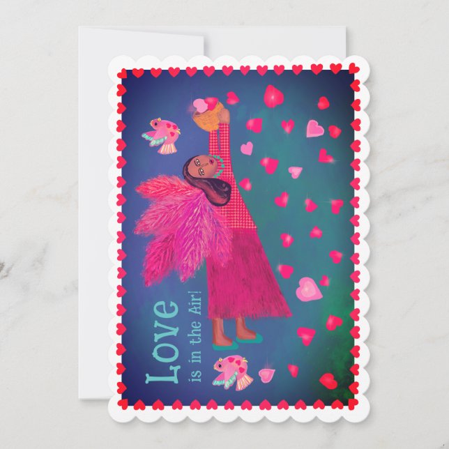 Folk Art Angel Valentine Holiday Card (Front)